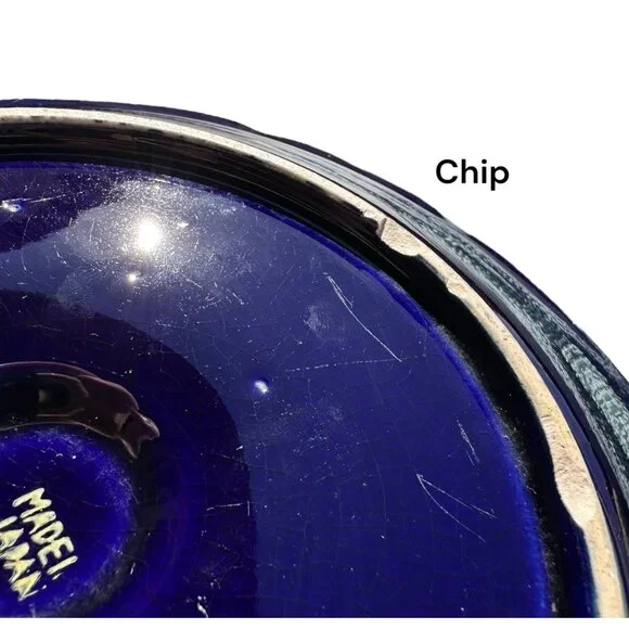 Vintage Cobalt Blue Porcelain Handled Serving Tray - Made in Japan - Picture 6 of 6